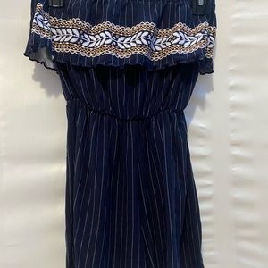 Dark blue off the shoulders romper from Derek heart in a size small.